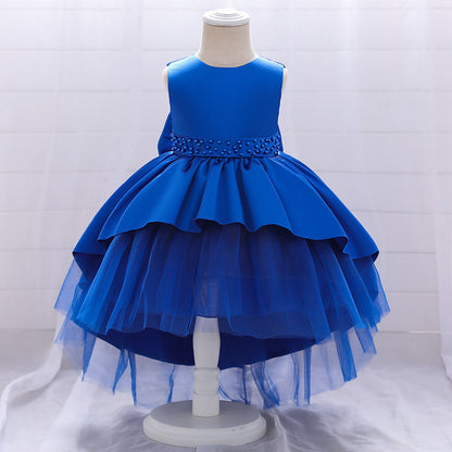 Elegant Girl Bow Tail Princess Dress
