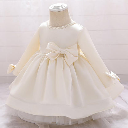 Lovely Princess Back Big Bow Fluffy Long Sleeve Dress