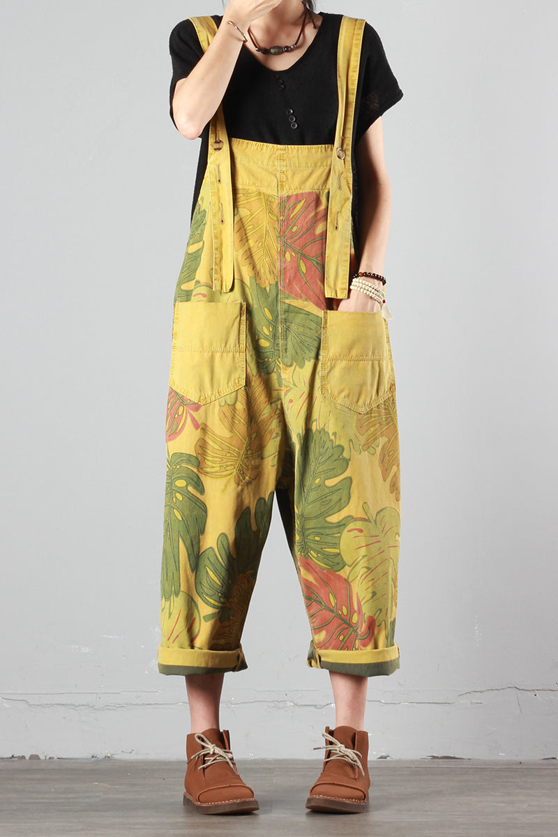 Leaf Print Overalls