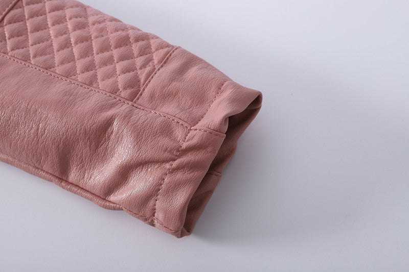 Children's Lapel PU Leather Jacket