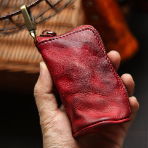 Cowhide Zipper Key Case