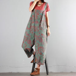 Summer Thin Retro Print Overalls