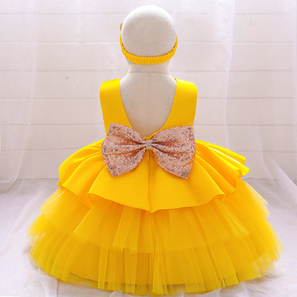 Girls V-neck Cake Princess Dress