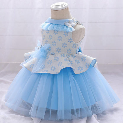 Elegant Baby Girl's Butterfly Bow Fluffy Princess Dress