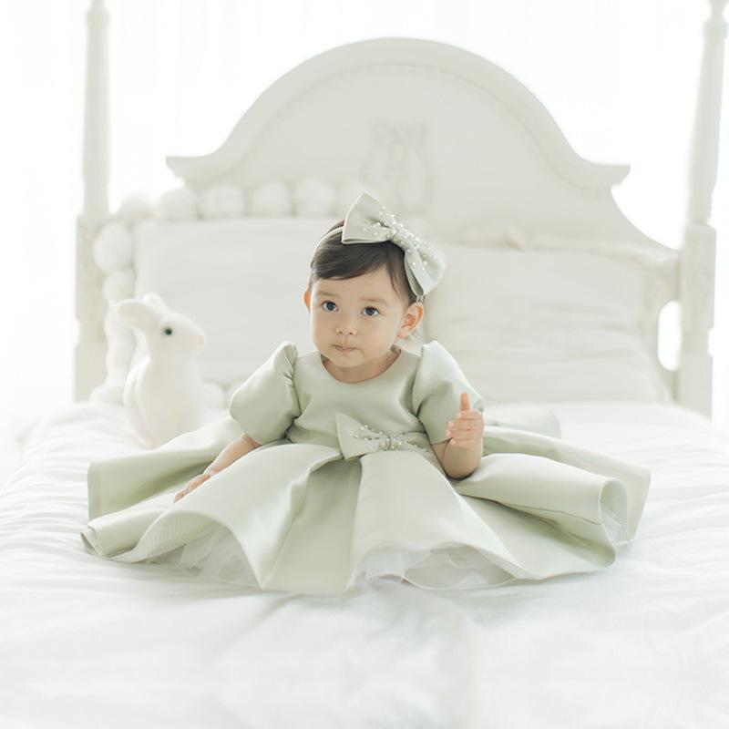 Elegant Girl Vintage Bow Princess Dress
