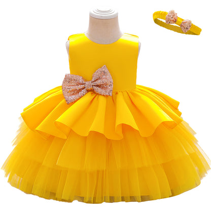 Girls V-neck Cake Princess Dress
