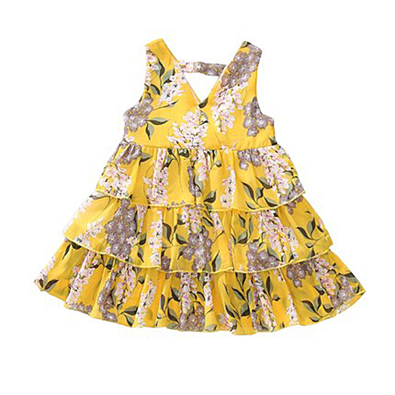 Summer V-neck sleeveless Printing Dress
