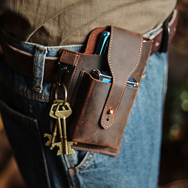 Outdoor Cowhide Mobile Phone Bag Multifunctional Belt Bag