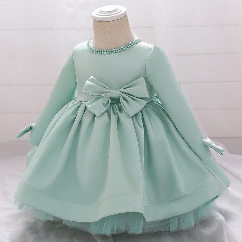 Lovely Princess Back Big Bow Fluffy Long Sleeve Dress