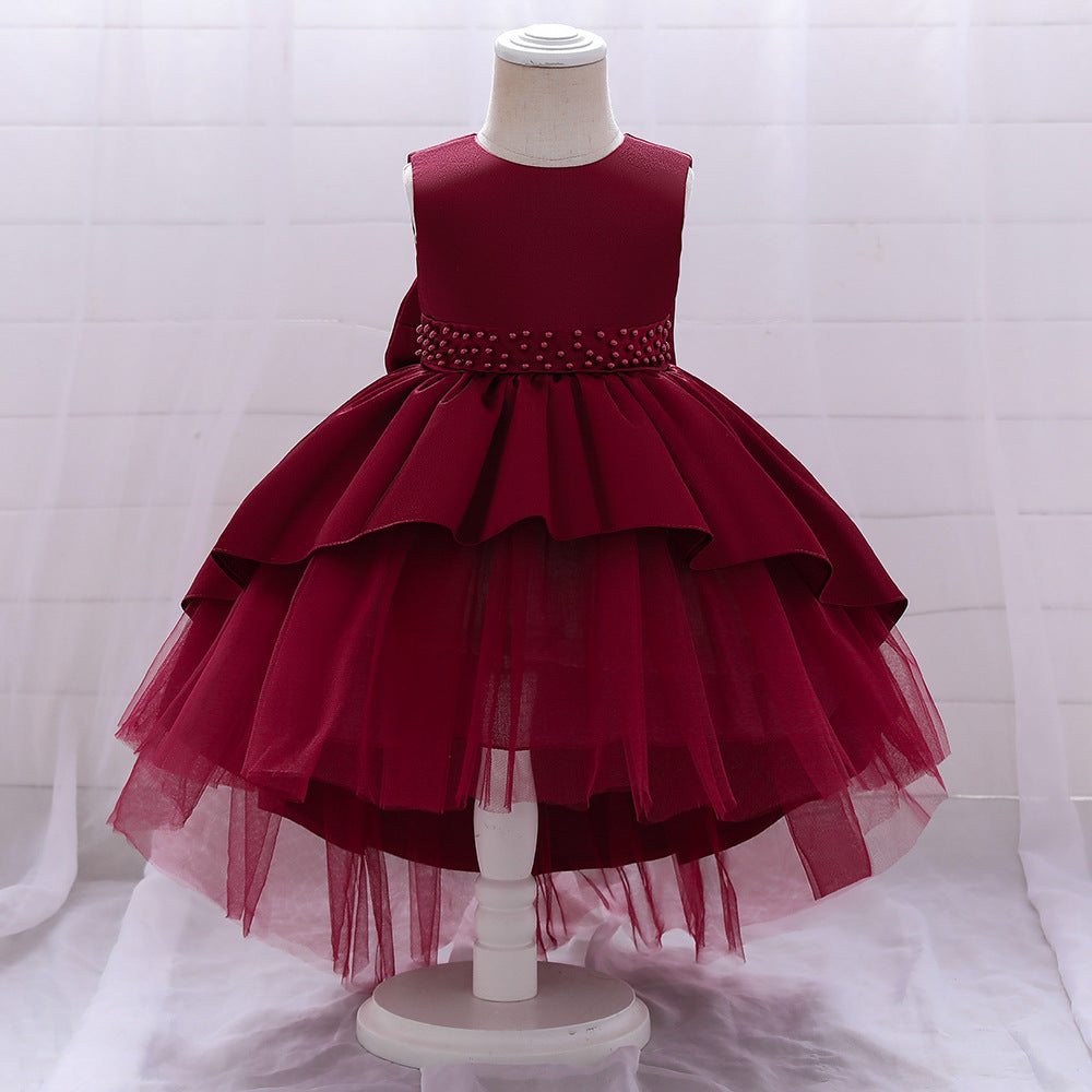 Elegant Girl Bow Tail Princess Dress