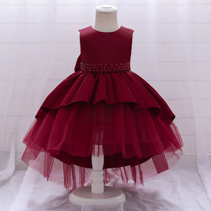 Elegant Girl Bow Tail Princess Dress