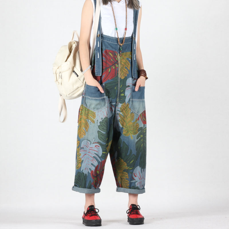 Leaf Print Overalls