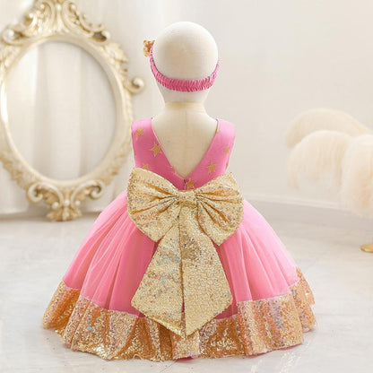 Summer Baby Girls Cute Bow Sequins  Dress