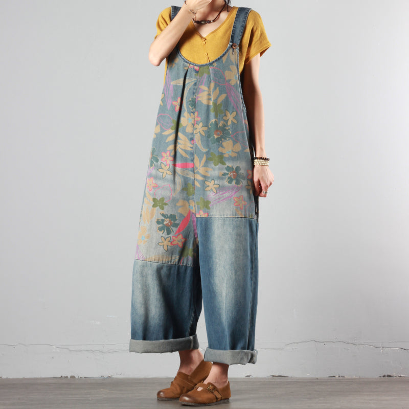 Summer Denim Print Overalls