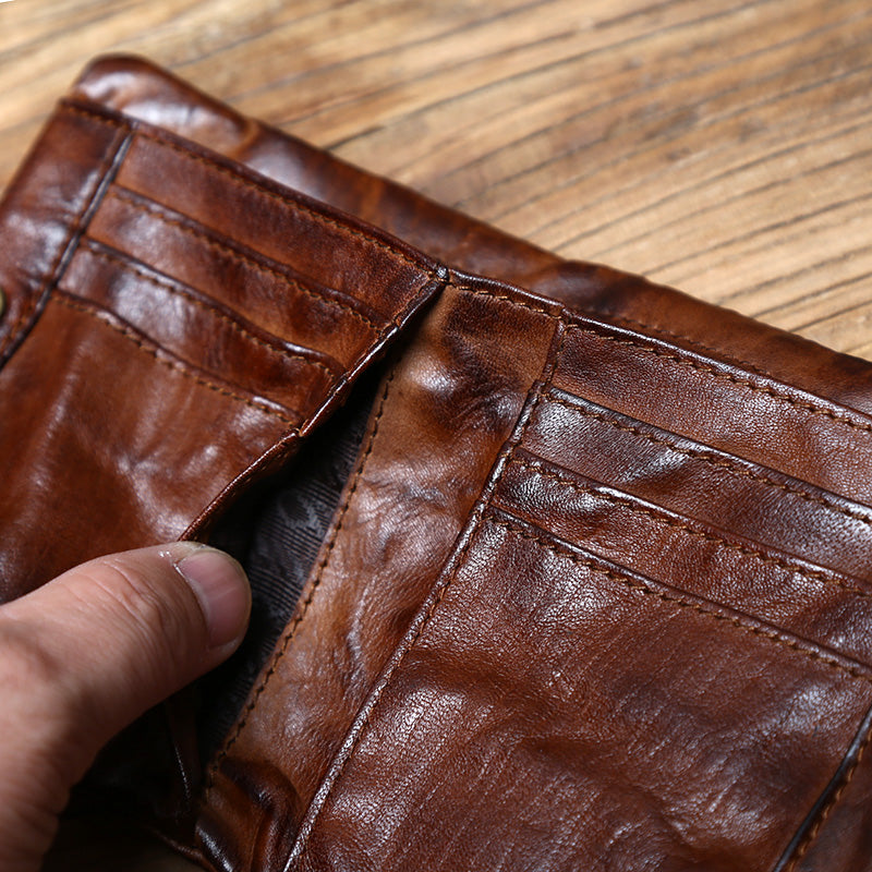 Cowhide Vertical Buckle Wallet