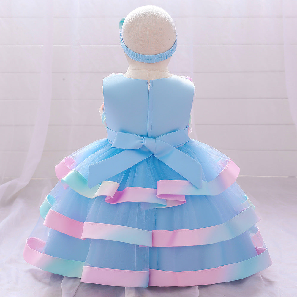 Girls Colorful Cake Fluffy Princess Dress