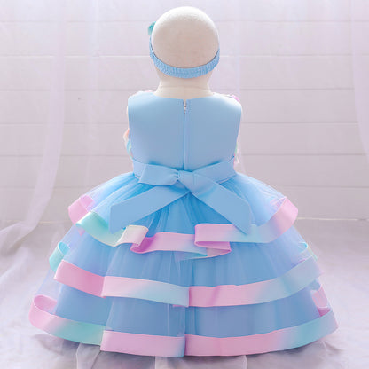 Girls Colorful Cake Fluffy Princess Dress