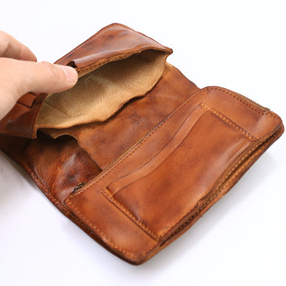 Vintage Leather Handmade Pleated Wallet