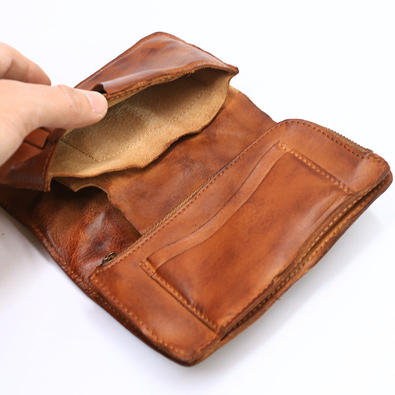 Vintage Leather Handmade Pleated Wallet