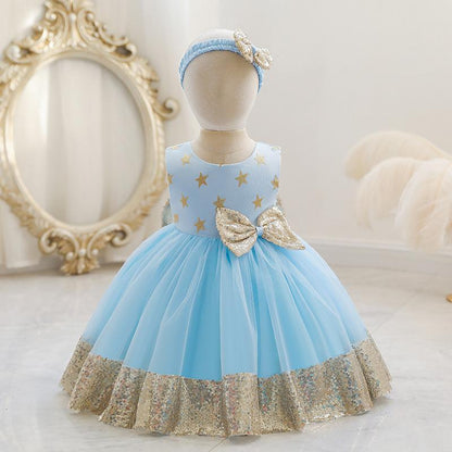 Summer Baby Girls Cute Bow Sequins  Dress
