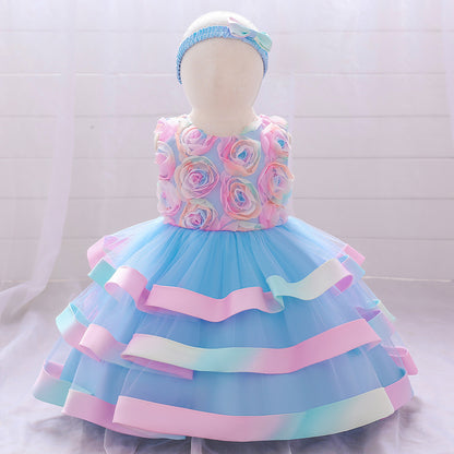 Girls Colorful Cake Fluffy Princess Dress