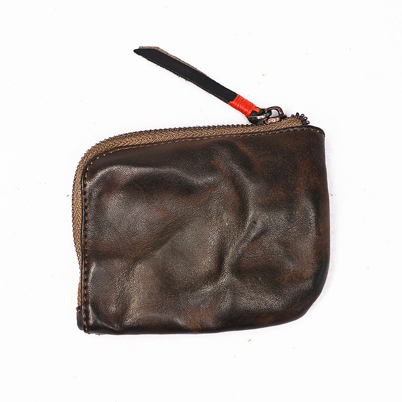 Retro Handmade Genuine Leather Coin Storage Bag