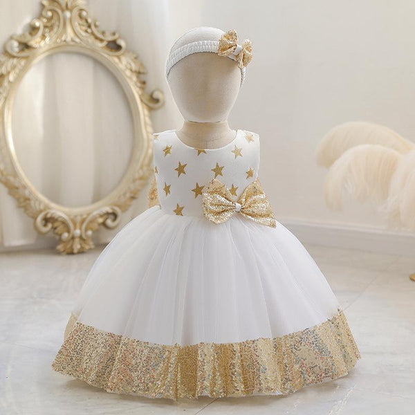 Summer Baby Girls Cute Bow Sequins  Dress