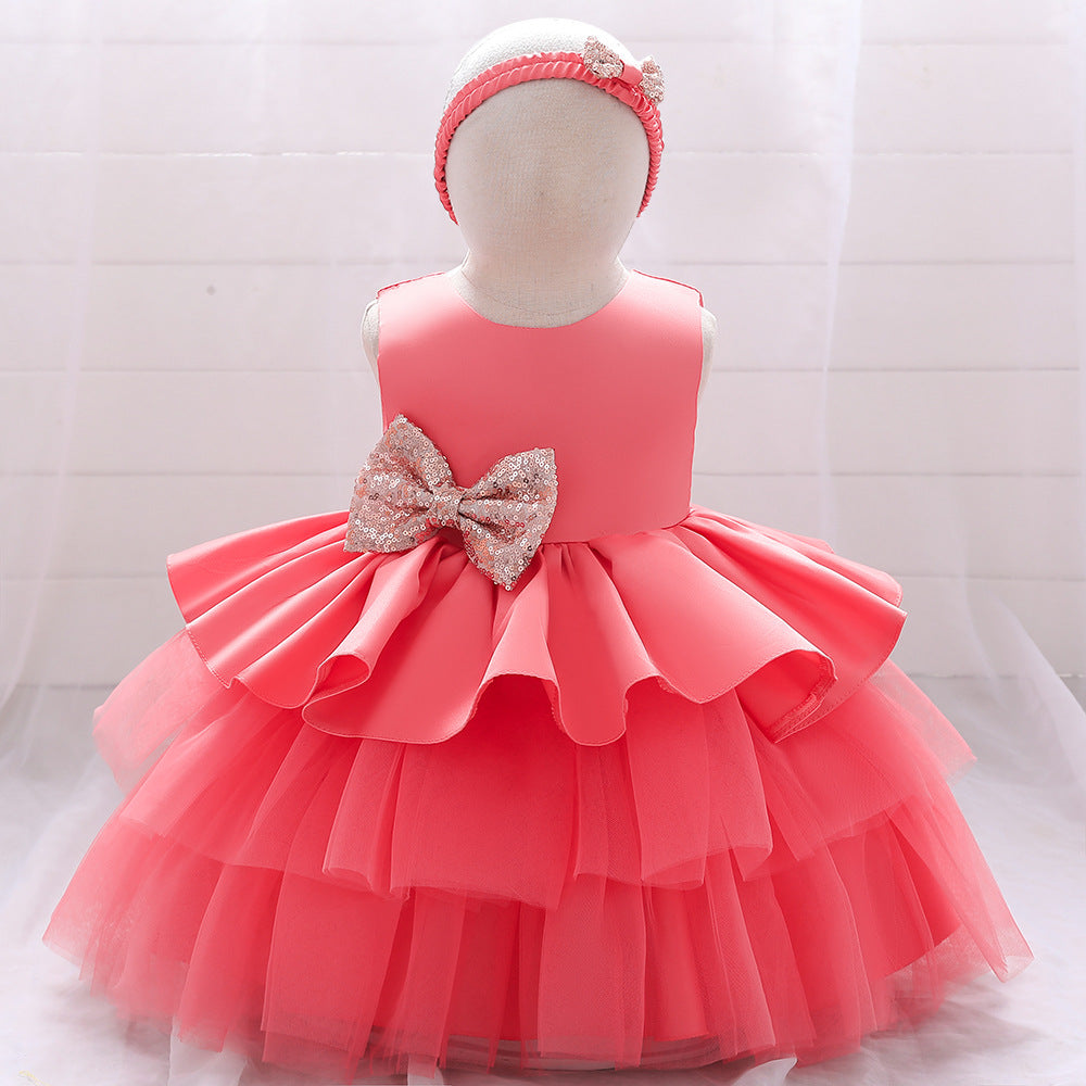 Girls V-neck Cake Princess Dress