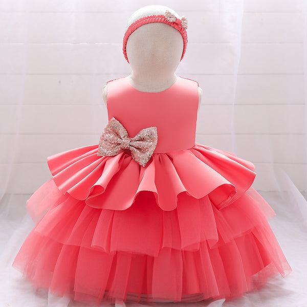 Girls V-neck Cake Princess Dress