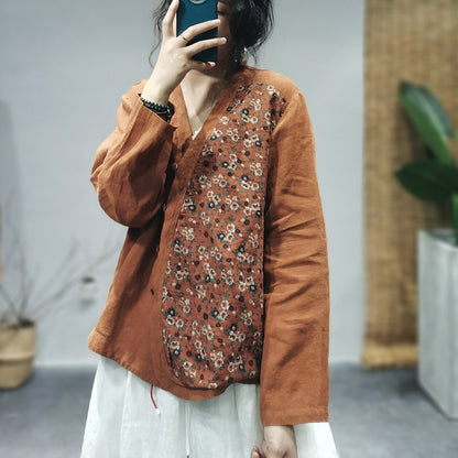 Loose Floral Long-sleeved Shirt