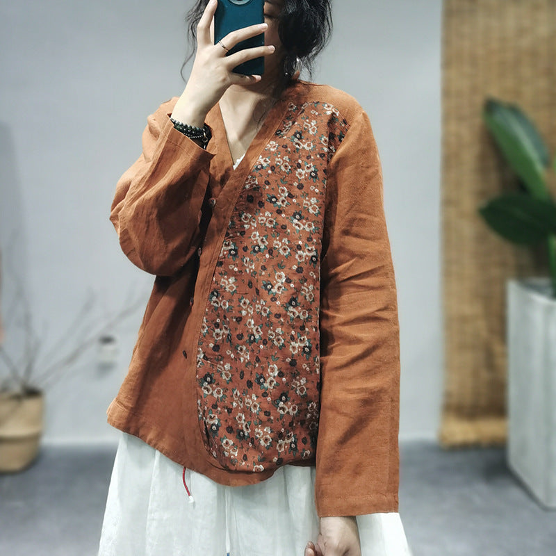 Loose Floral Long-sleeved Shirt