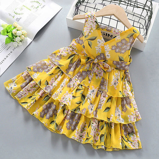 Summer V-neck sleeveless Printing Dress