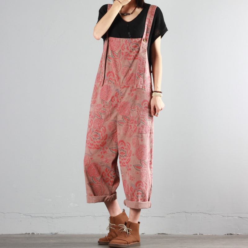 Summer Thin Retro Print Overalls