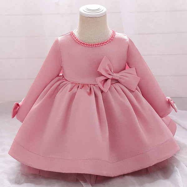 Lovely Princess Back Big Bow Fluffy Long Sleeve Dress