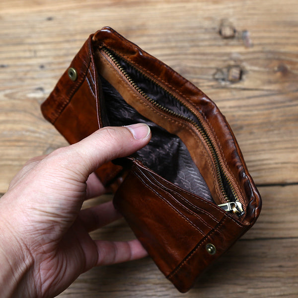 Cowhide Vertical Buckle Wallet