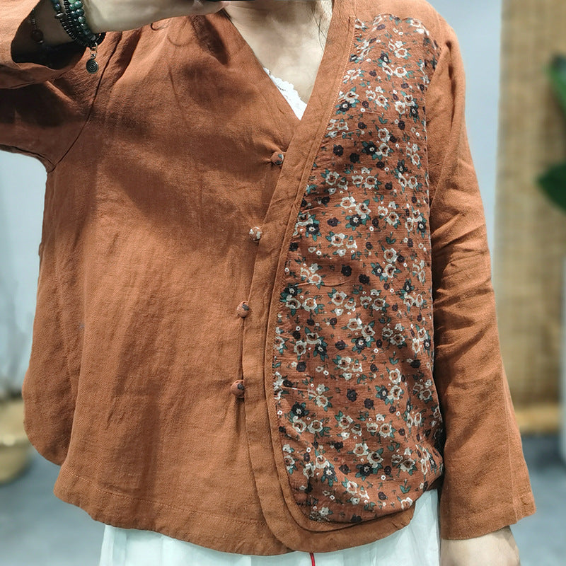 Loose Floral Long-sleeved Shirt