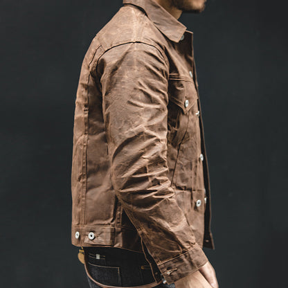 American Retro Men's Canvas Oil Wax Jacket