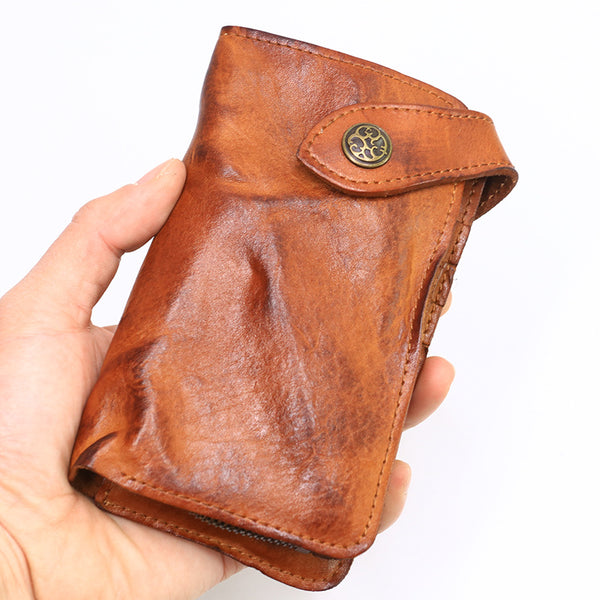 Vintage Leather Handmade Pleated Wallet