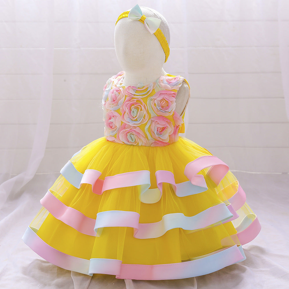 Girls Colorful Cake Fluffy Princess Dress