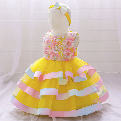 Girls Colorful Cake Fluffy Princess Dress