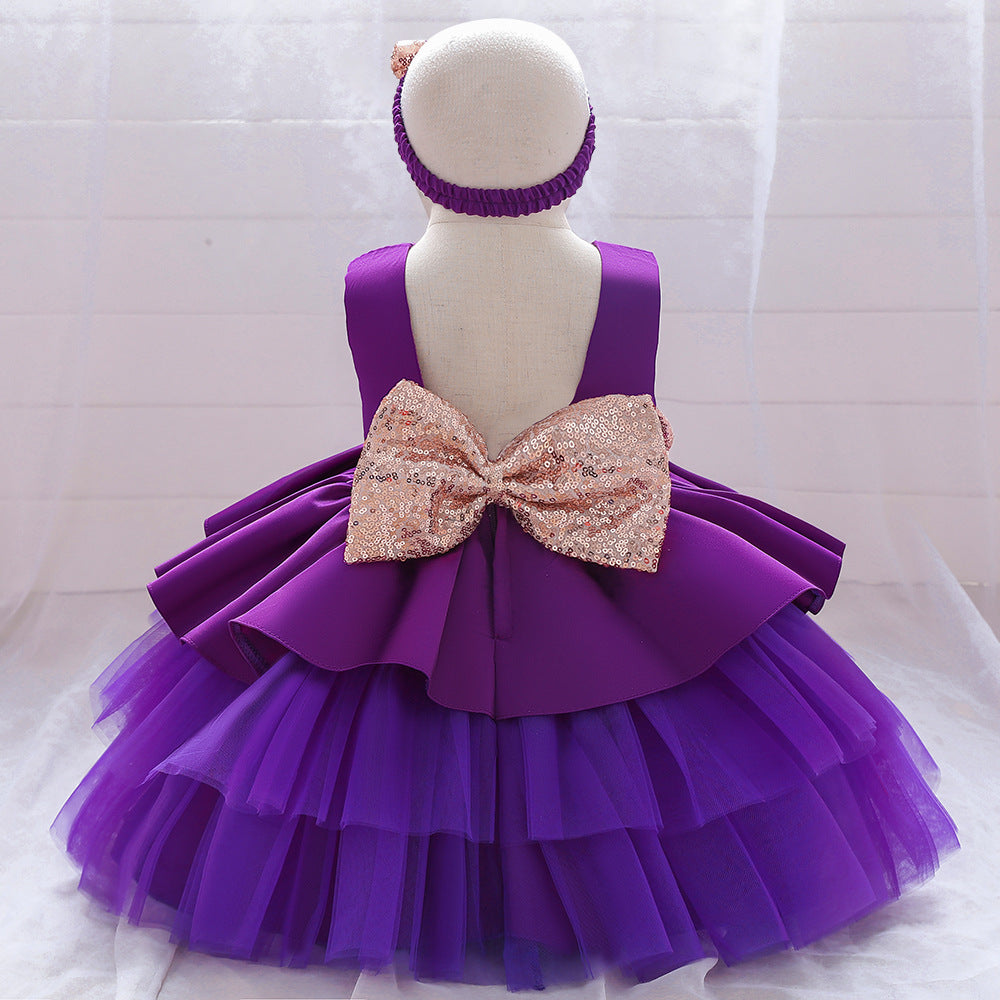 Girls V-neck Cake Princess Dress