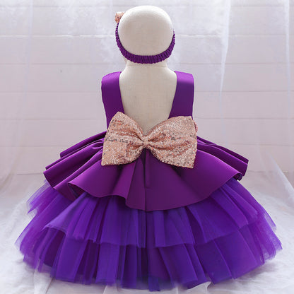 Girls V-neck Cake Princess Dress