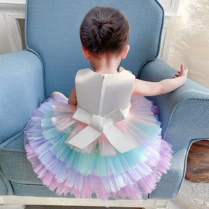 Girls Flowers Fluffy Princess Dress