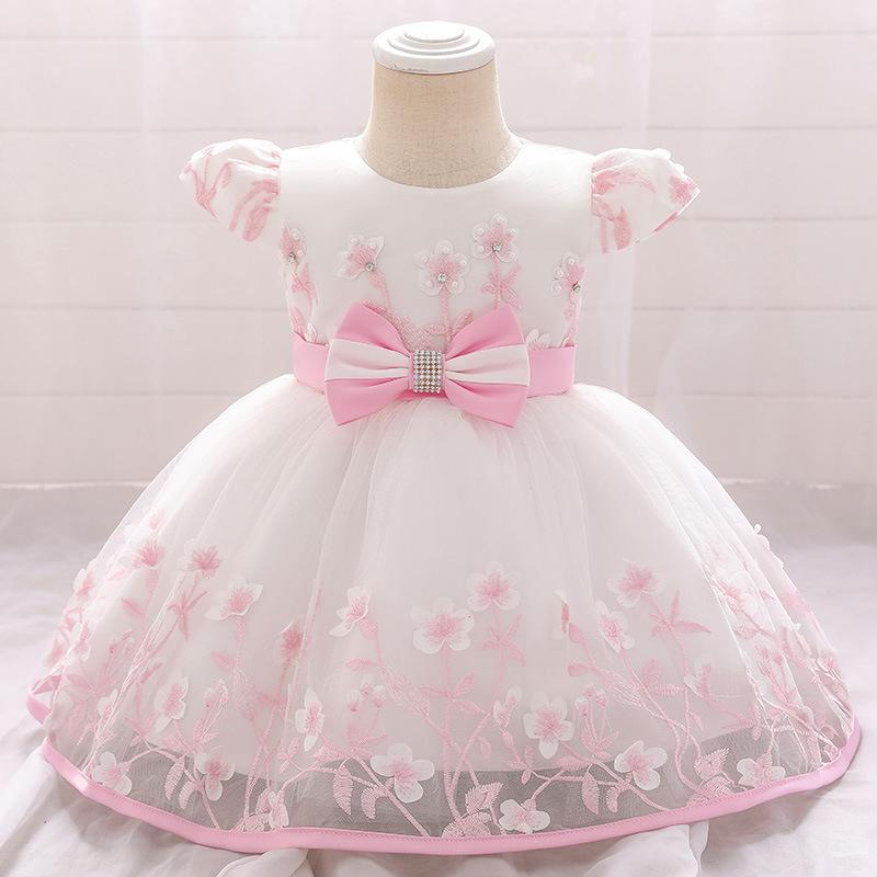 Elegant One-year-old Baby Embroidered Fluffy Princess Dress