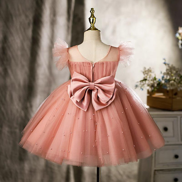 Lovely Lace Flower Girl Bow Fluffy Dress