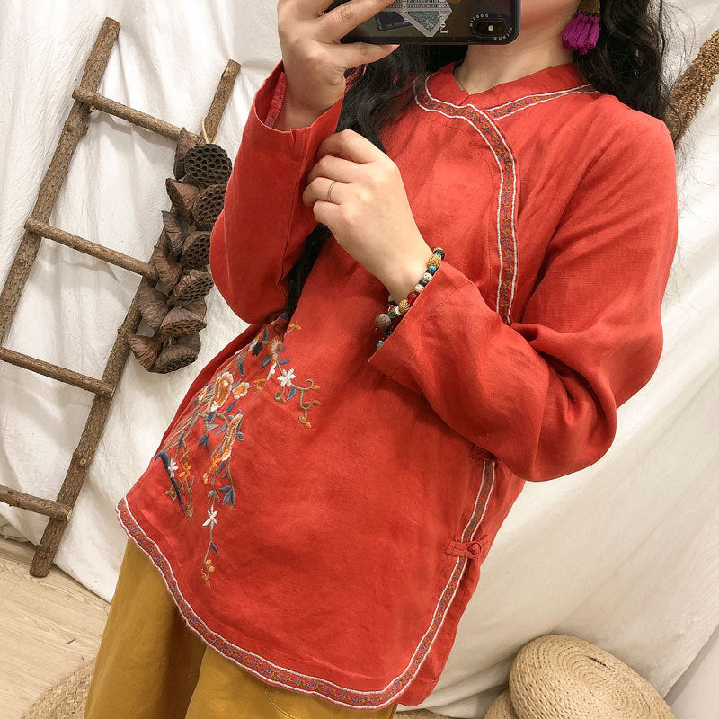 Linen Ethnic Style Blouse Retro Loose Cardigan