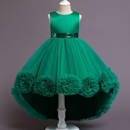 Summer Dreamy Girl Pom-pom Flower Puffy Dress