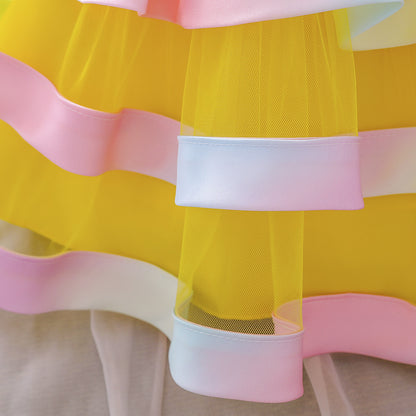 Girls Colorful Cake Fluffy Princess Dress