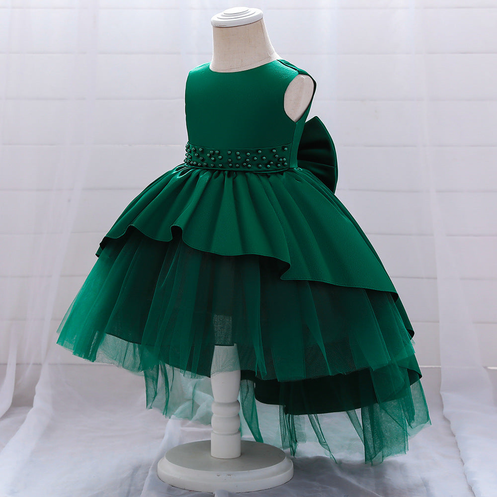 Elegant Girl Bow Tail Princess Dress