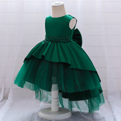 Elegant Girl Bow Tail Princess Dress